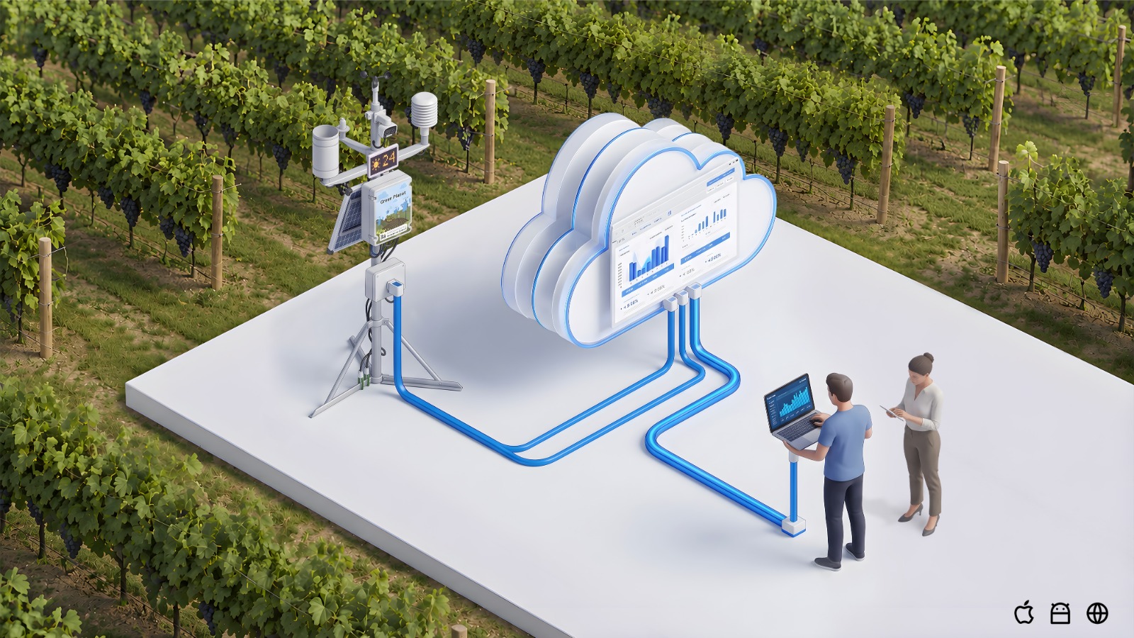 Unità di campo Green-Planet Sentinel con display LED e alimentazione fotovoltaica